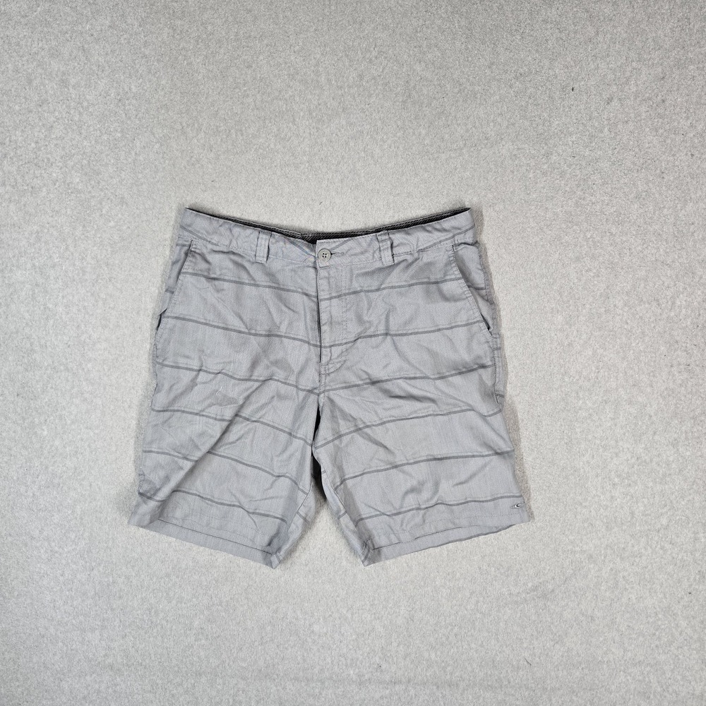 O'Neill Men Shorts 34 Gray Casual Shorts Striped Chino Logo 9" Inseam